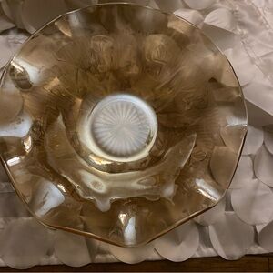 Vintage Pinkish Amber Color Decorative Bowl